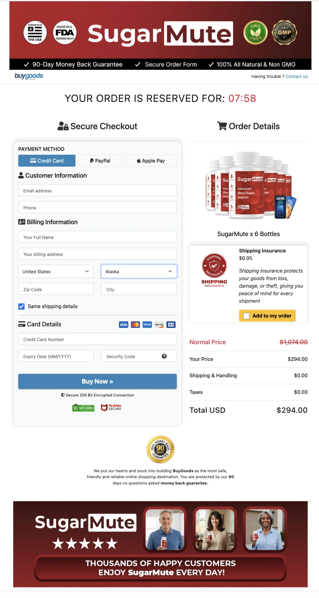 Sugar Mute Checkout Page